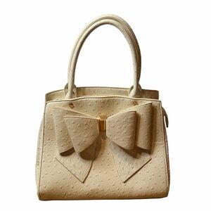 NWOT Crossi NY Ostrich Bow Satchel Crossbody Cream